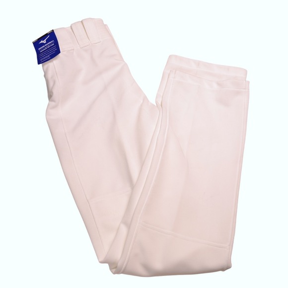 Mizuno Baseball Pants Adult Small White Hemmed Bottom Double Knit Performance - Picture 1 of 5